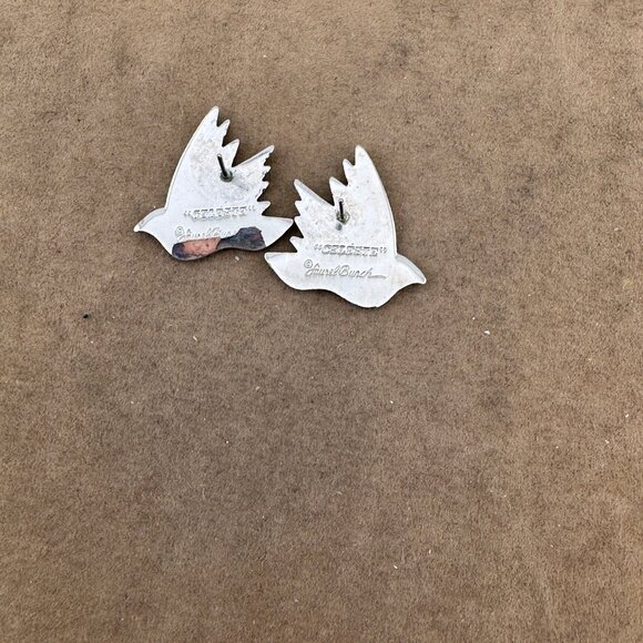 Vintage LAUREL BURCH Earrings Celeste Birds Post Earrings Silver Lavender Cream - Picture 4 of 5